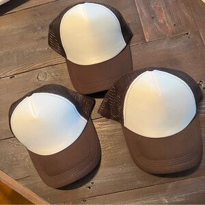 Brown and white trucker hats adjustable LOT of 3 NWOT